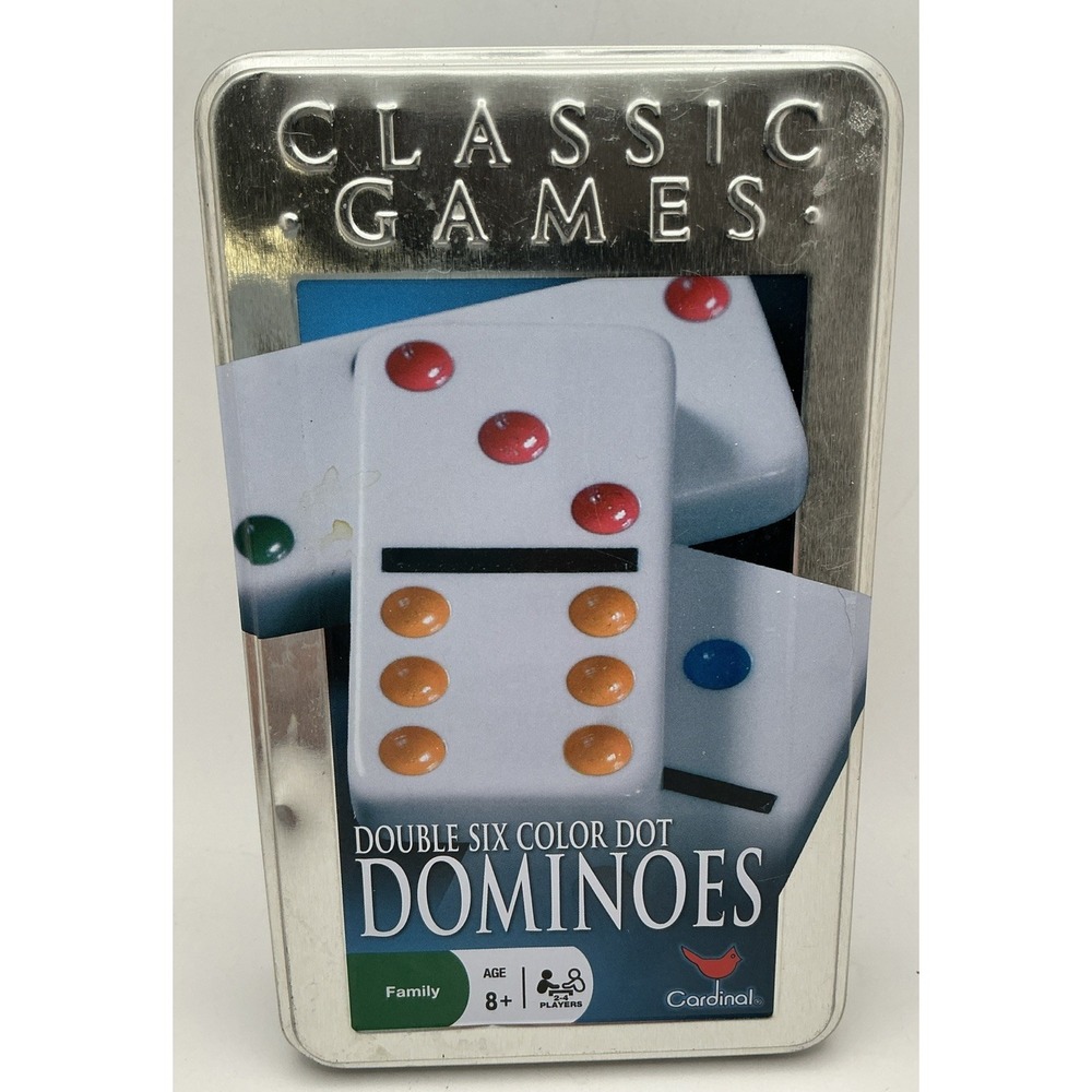 Cardinal Classic Games‎ Double Six  Color Dot Dominoes in Tin Box